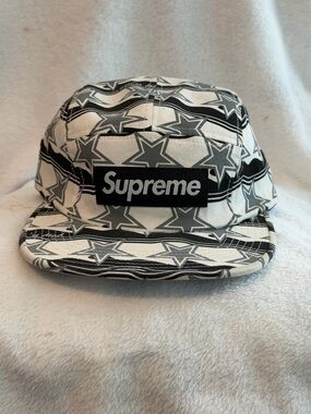 Supreme Black & White Star Pattern Five-Panel Cap rare hat!